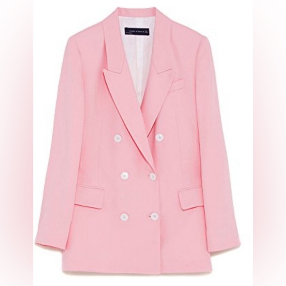 Zara Pink Double Breasted Blazer